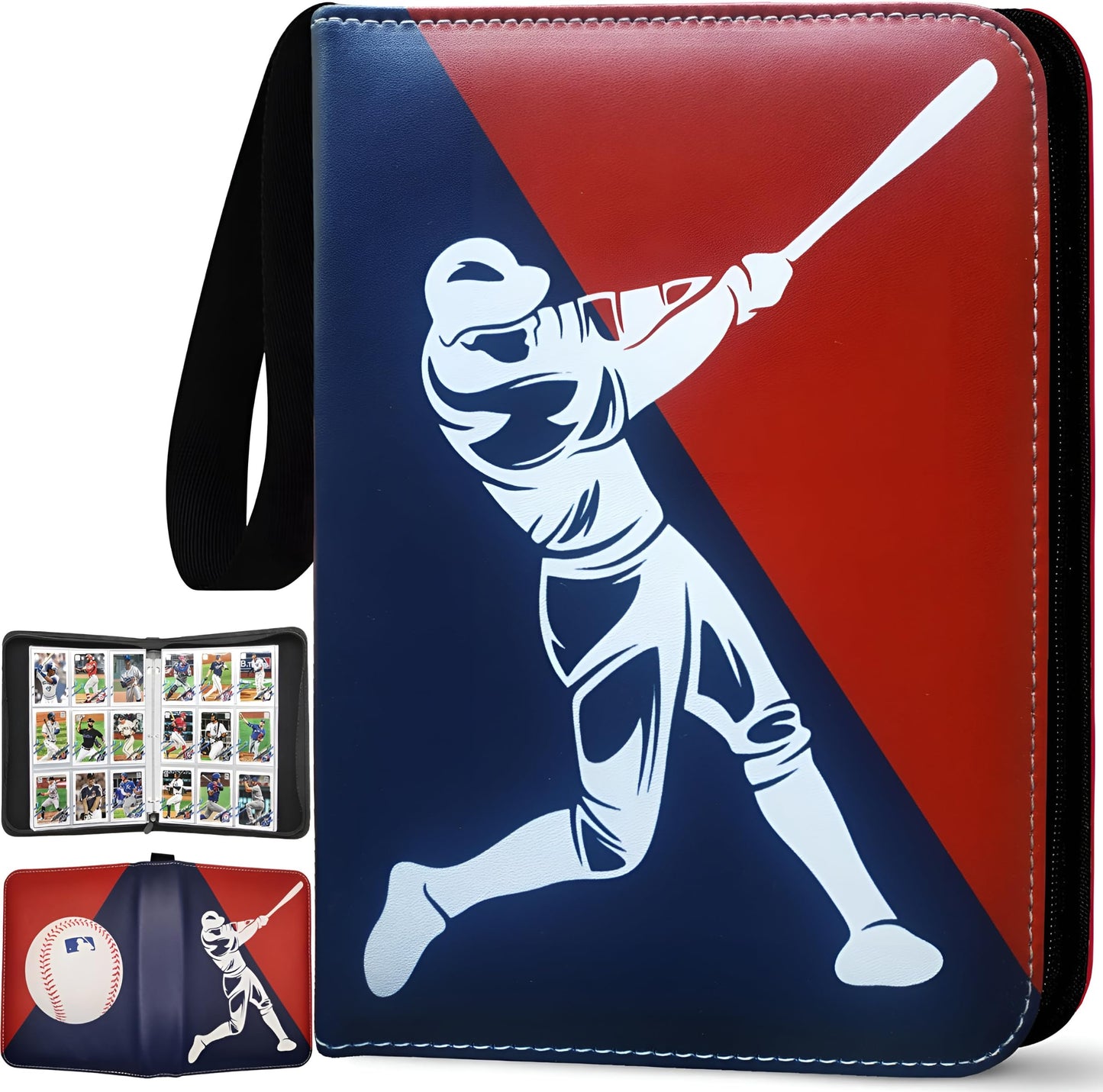 Slonser Baseball Card Binder 900 Pockets – 3 Ring Zipper Organizer for Trading Cards