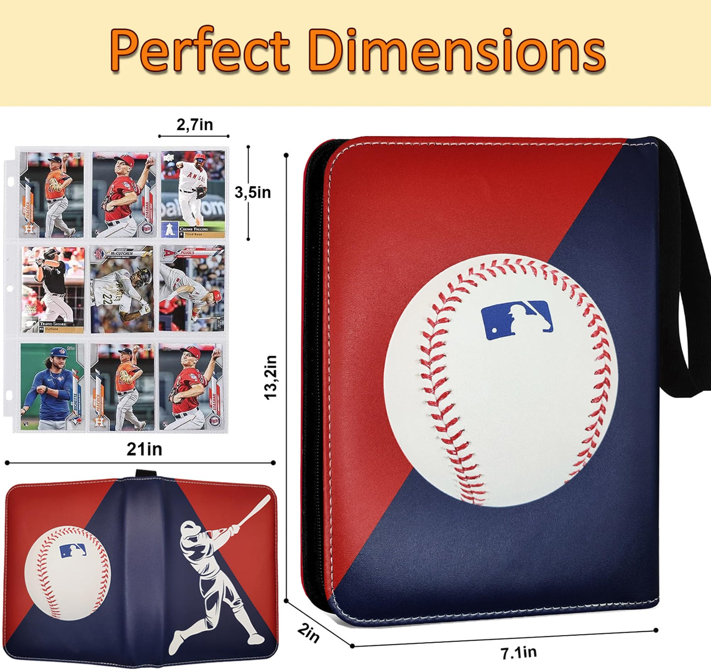 Slonser Baseball Card Binder 900 Pockets – 3 Ring Zipper Organizer for Trading Cards