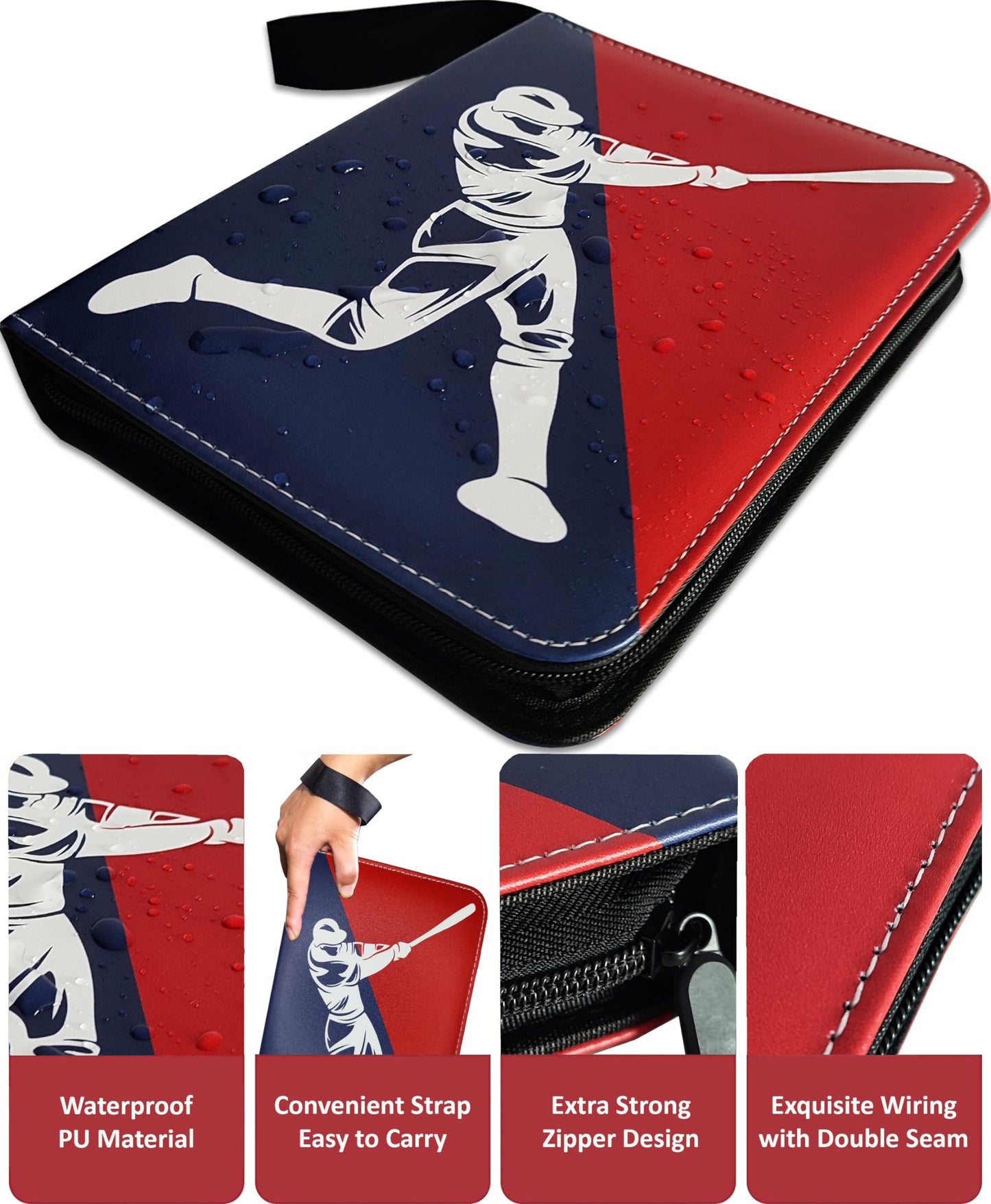 Slonser Baseball Card Binder 900 Pockets – 3 Ring Zipper Organizer for Trading Cards