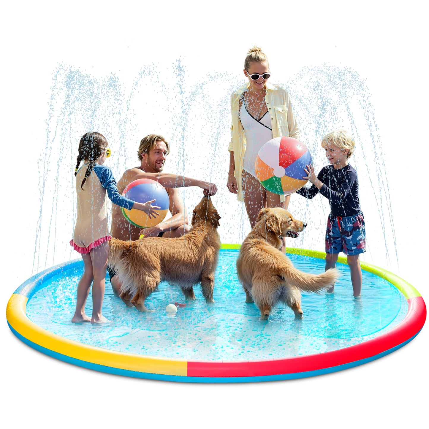 Sloosh 120-Inch Non-Slip Splash Pad Sprinkler – 10ft Outdoor Water Play Mat