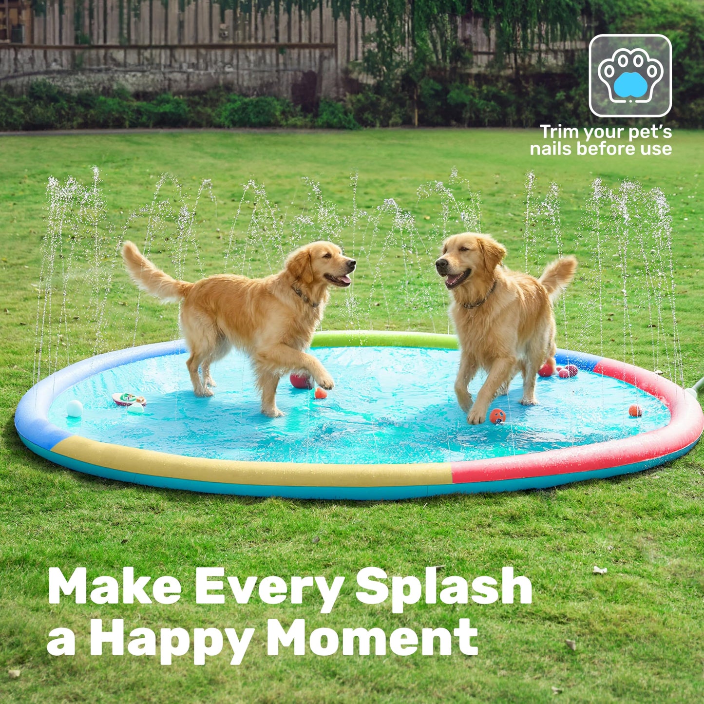 Sloosh 120-Inch Non-Slip Splash Pad Sprinkler – 10ft Outdoor Water Play Mat