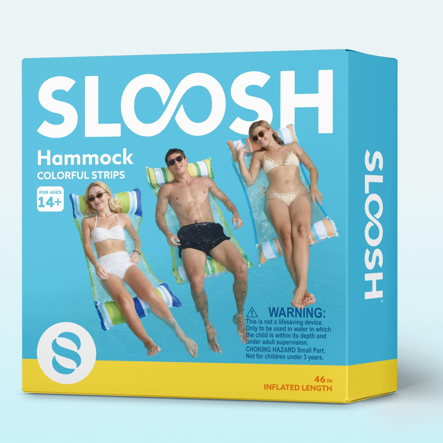 Sloosh 3 Pack Inflatable Pool Float Hammock — Saddle, Lounge Chair & Drifter (Dark Blue, Yellow, Orange)