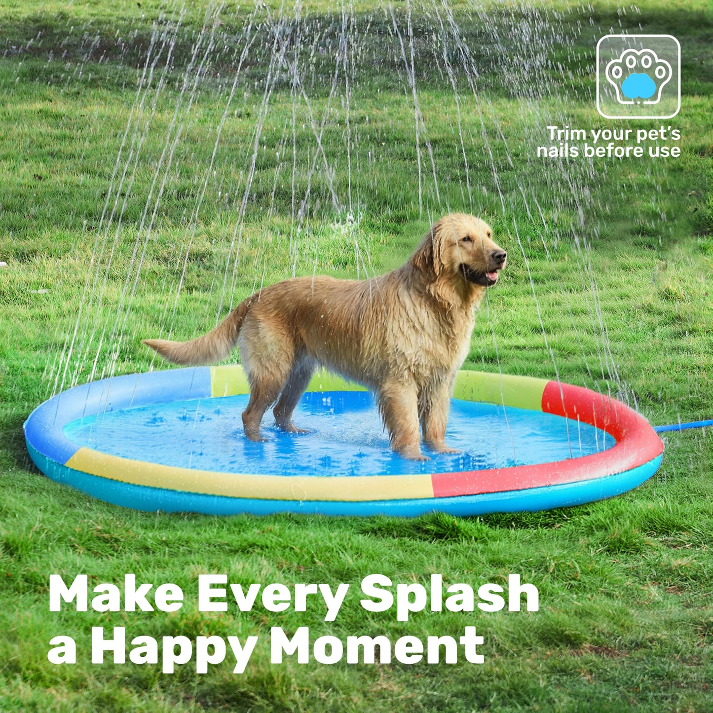 SLOOSH 60in Non-Slip Splash Pad Sprinkler – Multicolor Outdoor Water Play Mat