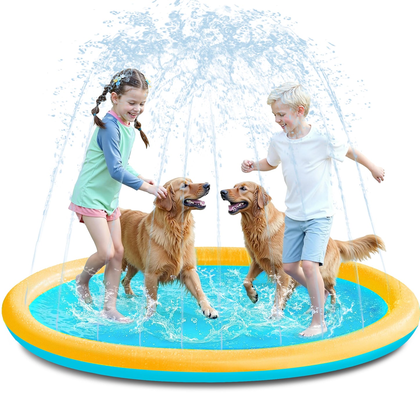 Sloosh 72-inch Non-Slip Splash Pad Sprinkler | Outdoor Water Play Mat for Kids & Pets