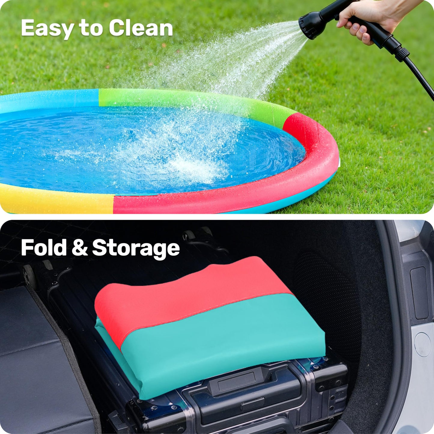 Sloosh 72-Inch Non-Slip Splash Pad Sprinkler - Multicolor Outdoor Water Play Mat