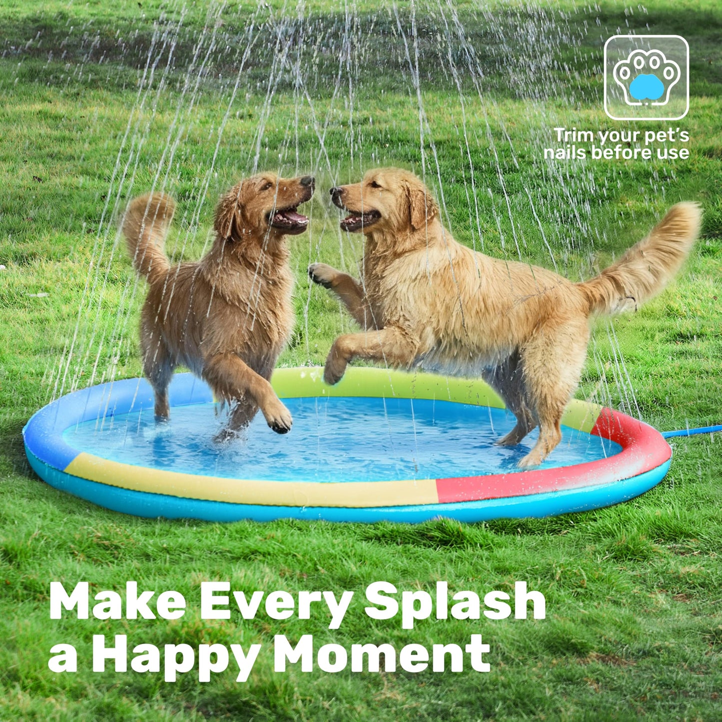 Sloosh 72-Inch Non-Slip Splash Pad Sprinkler - Multicolor Outdoor Water Play Mat