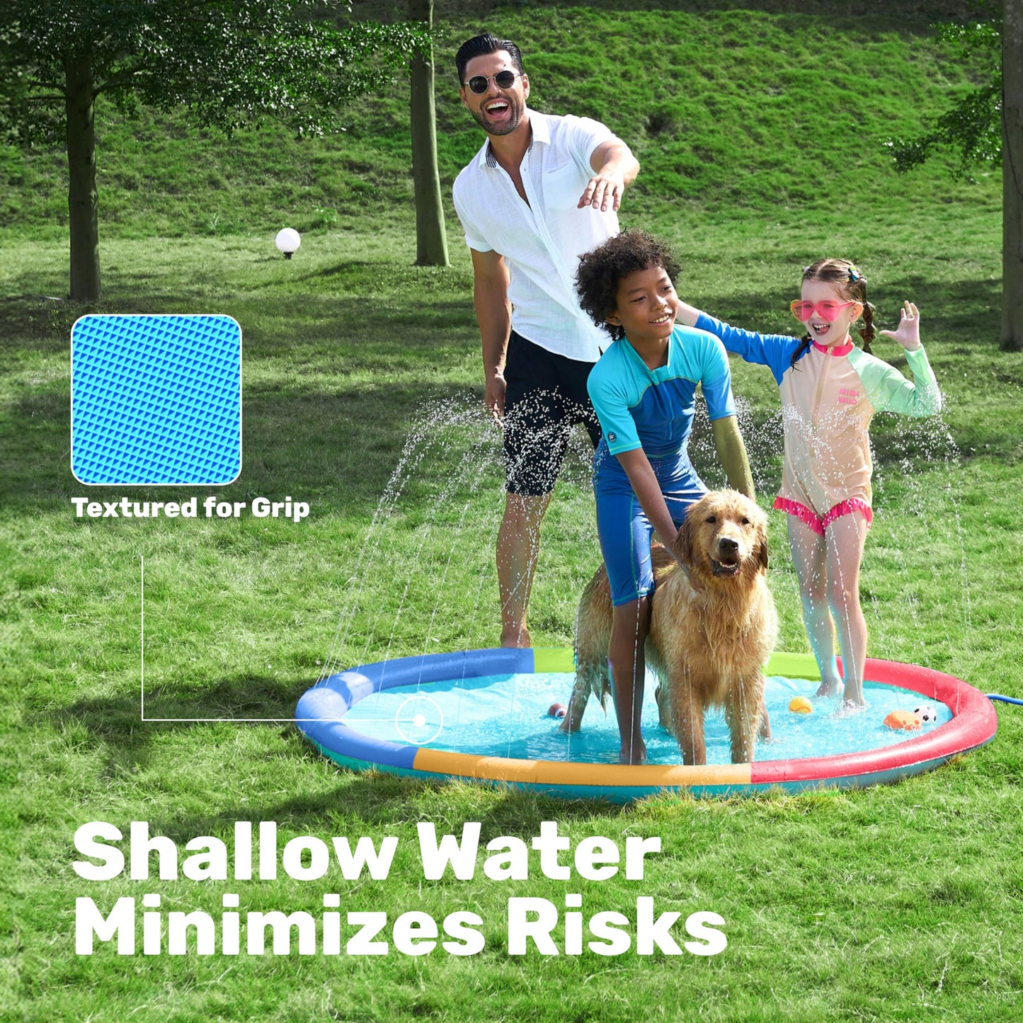 Sloosh 72-Inch Non-Slip Splash Pad Sprinkler - Multicolor Outdoor Water Play Mat