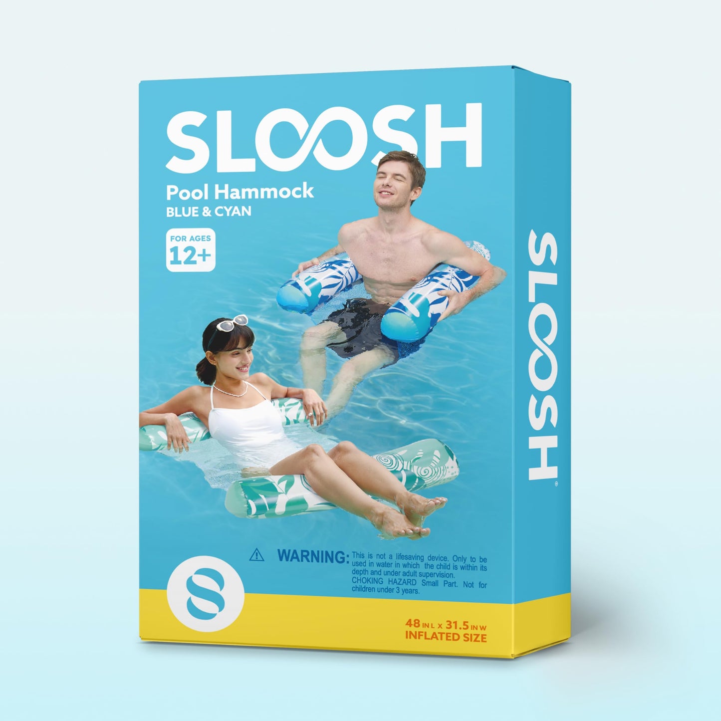 Sloosh 2 Tropical Leaves Packs – 4-in-1 Inflatable Pool Floats for Adults (Blue/Cyan)