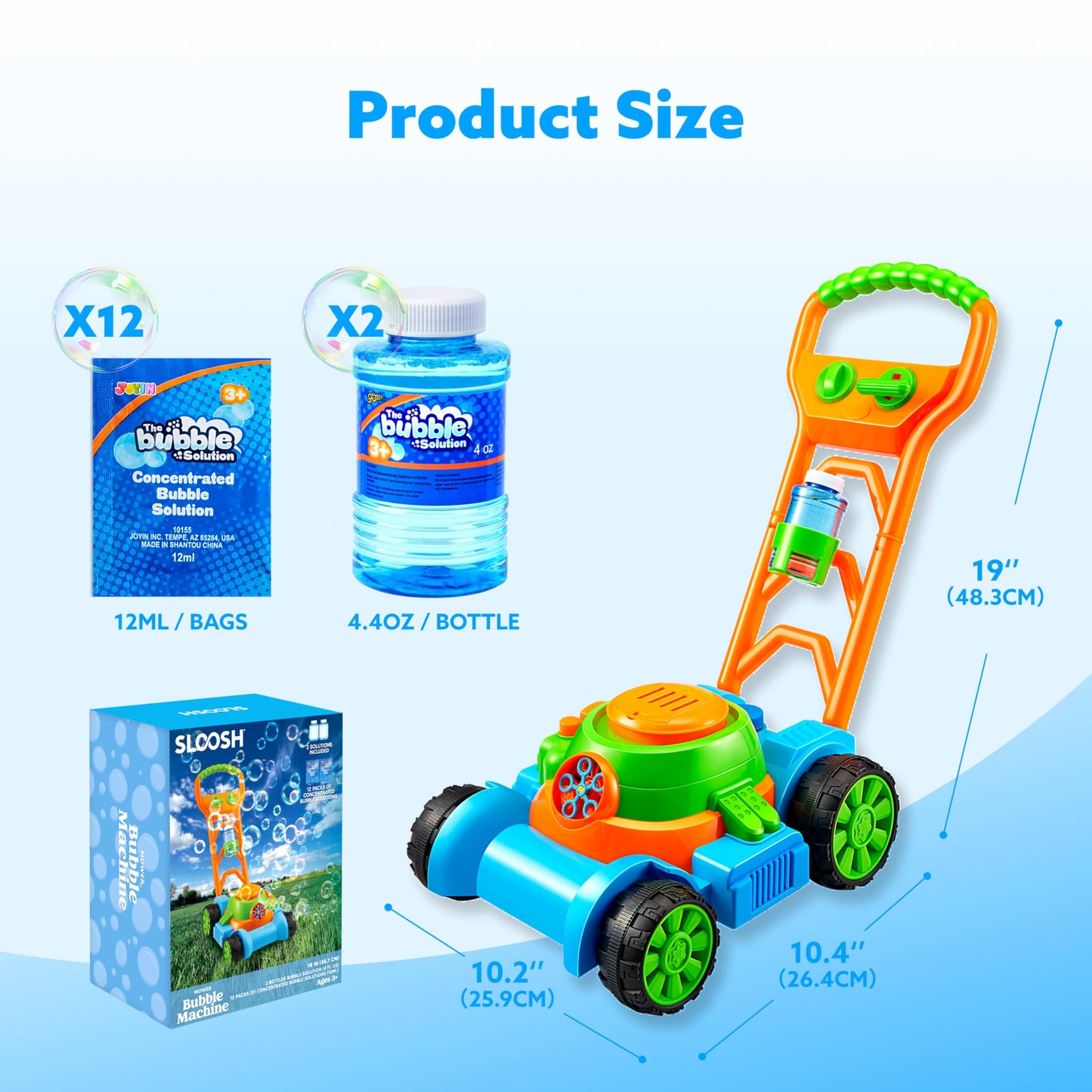 SLOOSH Bubble Lawn Mower Toddler Toy – Spill-Proof Bubble Machine for Indoor Outdoor Play