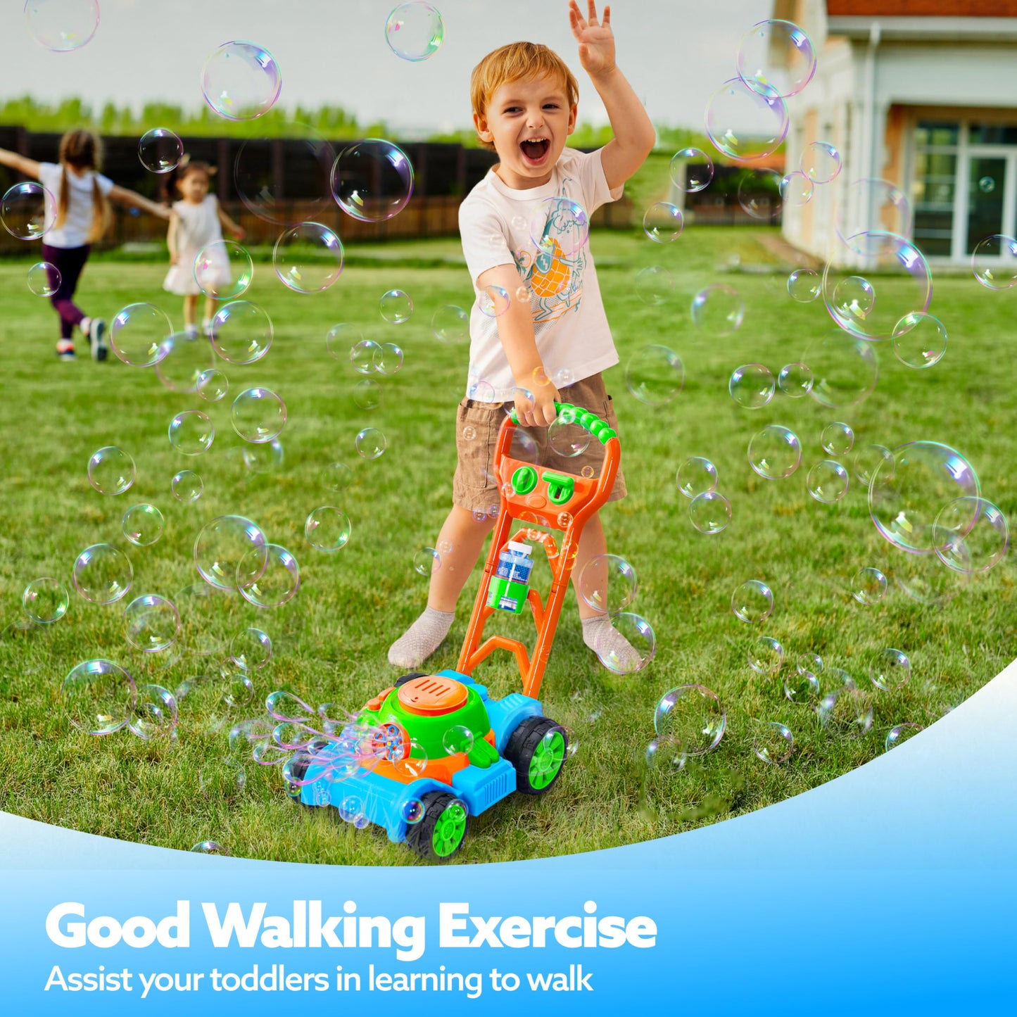 SLOOSH Bubble Lawn Mower Toddler Toy – Spill-Proof Bubble Machine for Indoor Outdoor Play