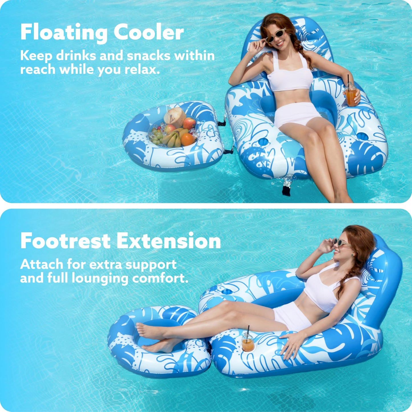 Sloosh Pool Floats Lounger 2-in-1 – Convertible Pool Chair with Cup Holders & Cooler