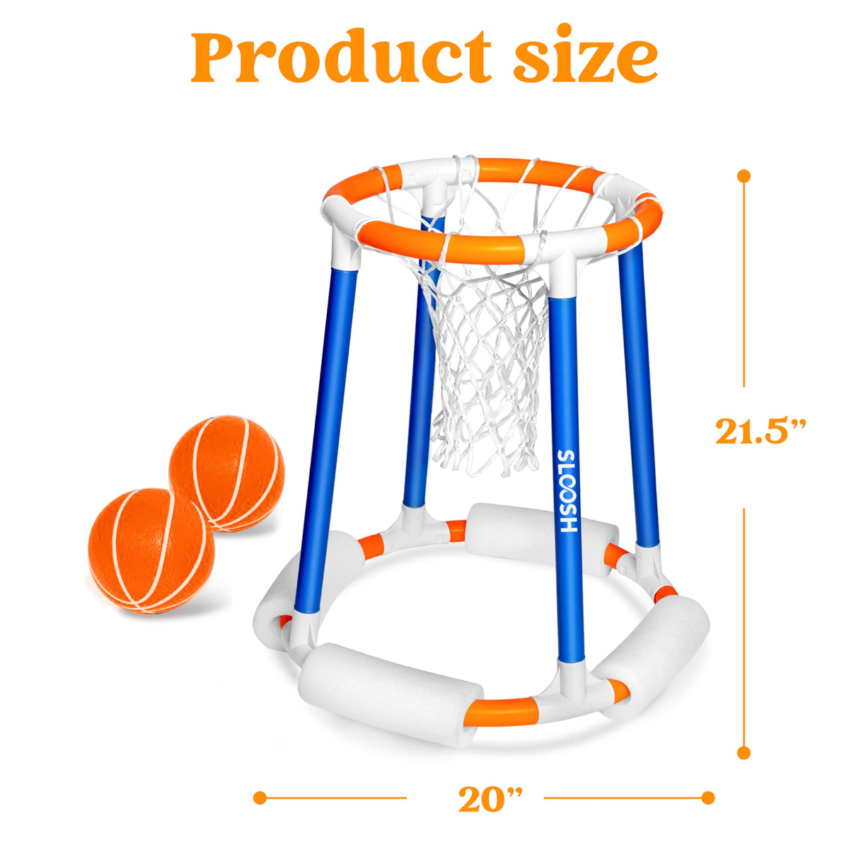 Sloosh Pool Basketball Hoop – Floating Water Toy for Kids & Adults (Blue/Orange)