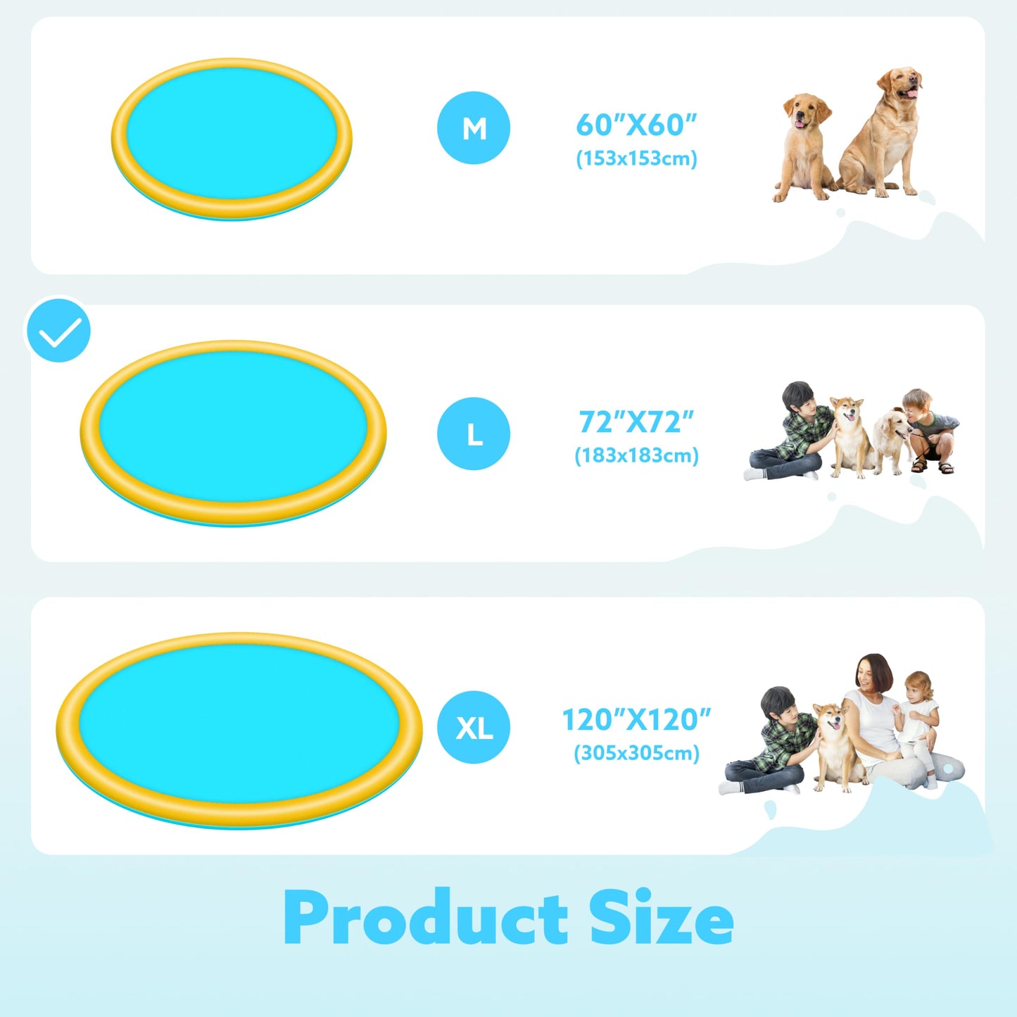 Sloosh 72-inch Non-Slip Splash Pad Sprinkler | Outdoor Water Play Mat for Kids & Pets