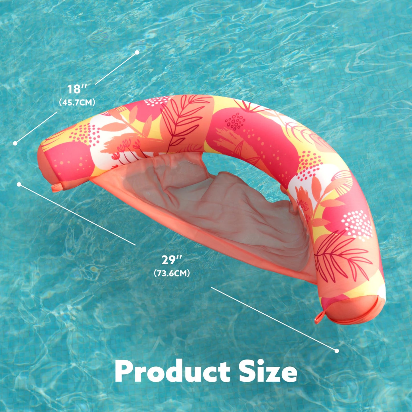 Sloosh Floral Noodle Pool Floats – 3 Pack Inflatable Sling Chairs (Orange/Yellow/Green)