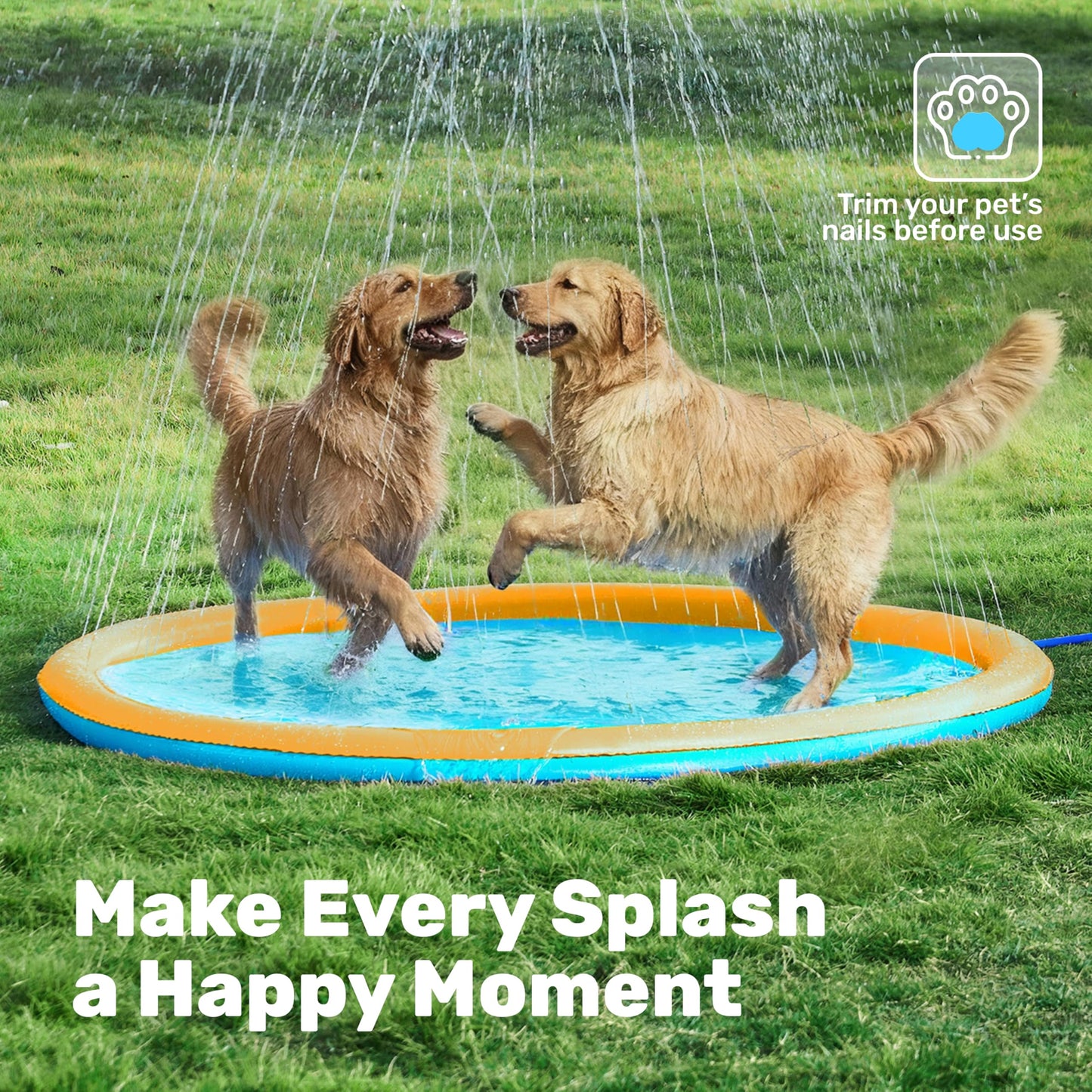 Sloosh 72-inch Non-Slip Splash Pad Sprinkler | Outdoor Water Play Mat for Kids & Pets
