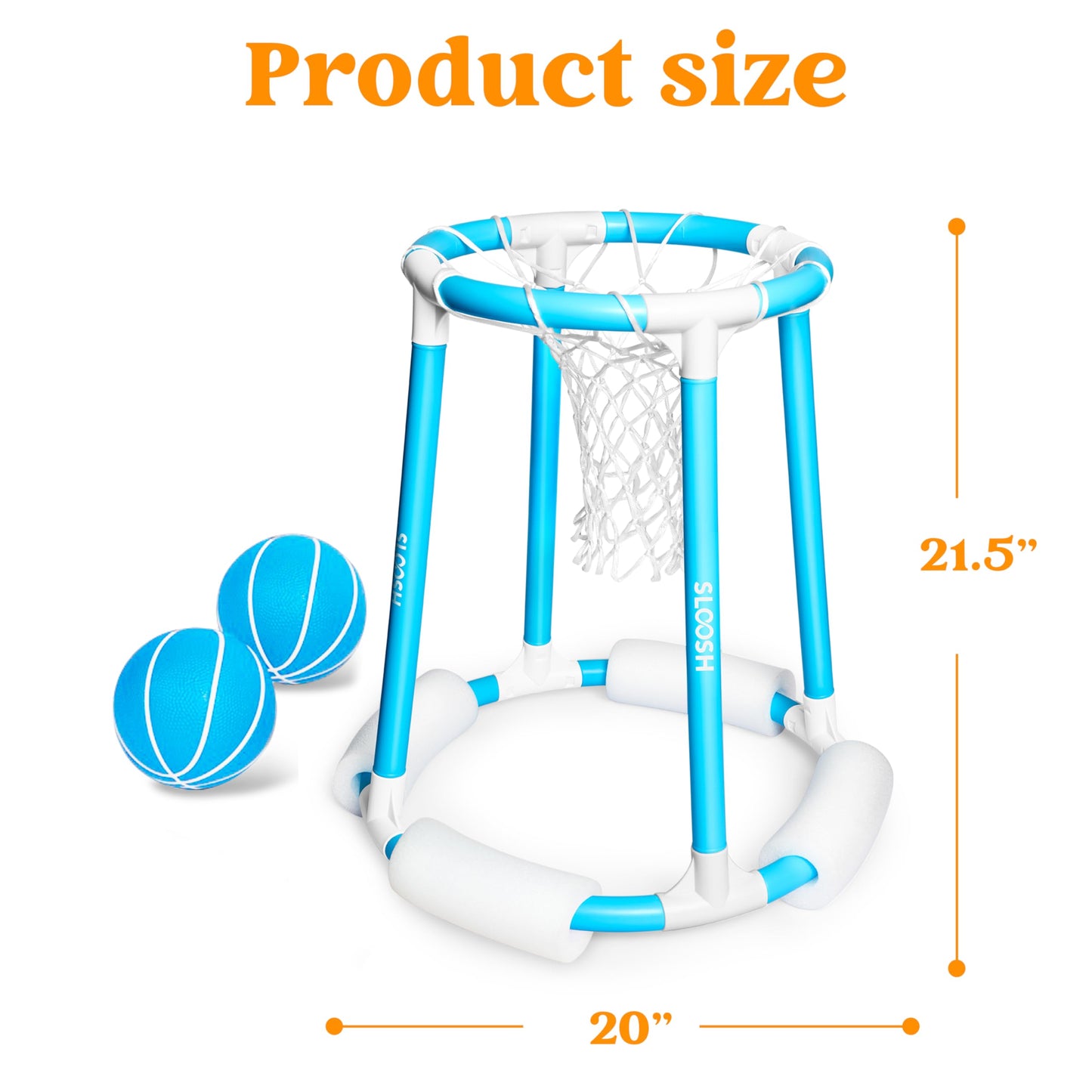 Sloosh Pool Basketball Hoop Set — Floating Water Game for All Ages (Blue)