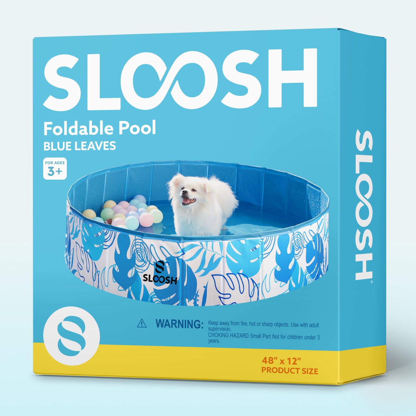 SLOOSH Foldable Dog Pool – Portable 48x12 in Hard Plastic Kiddie Pool