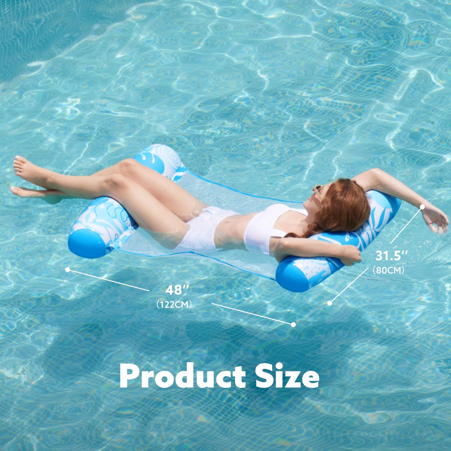 Sloosh 2 Tropical Leaves Packs – 4-in-1 Inflatable Pool Floats for Adults (Blue/Cyan)