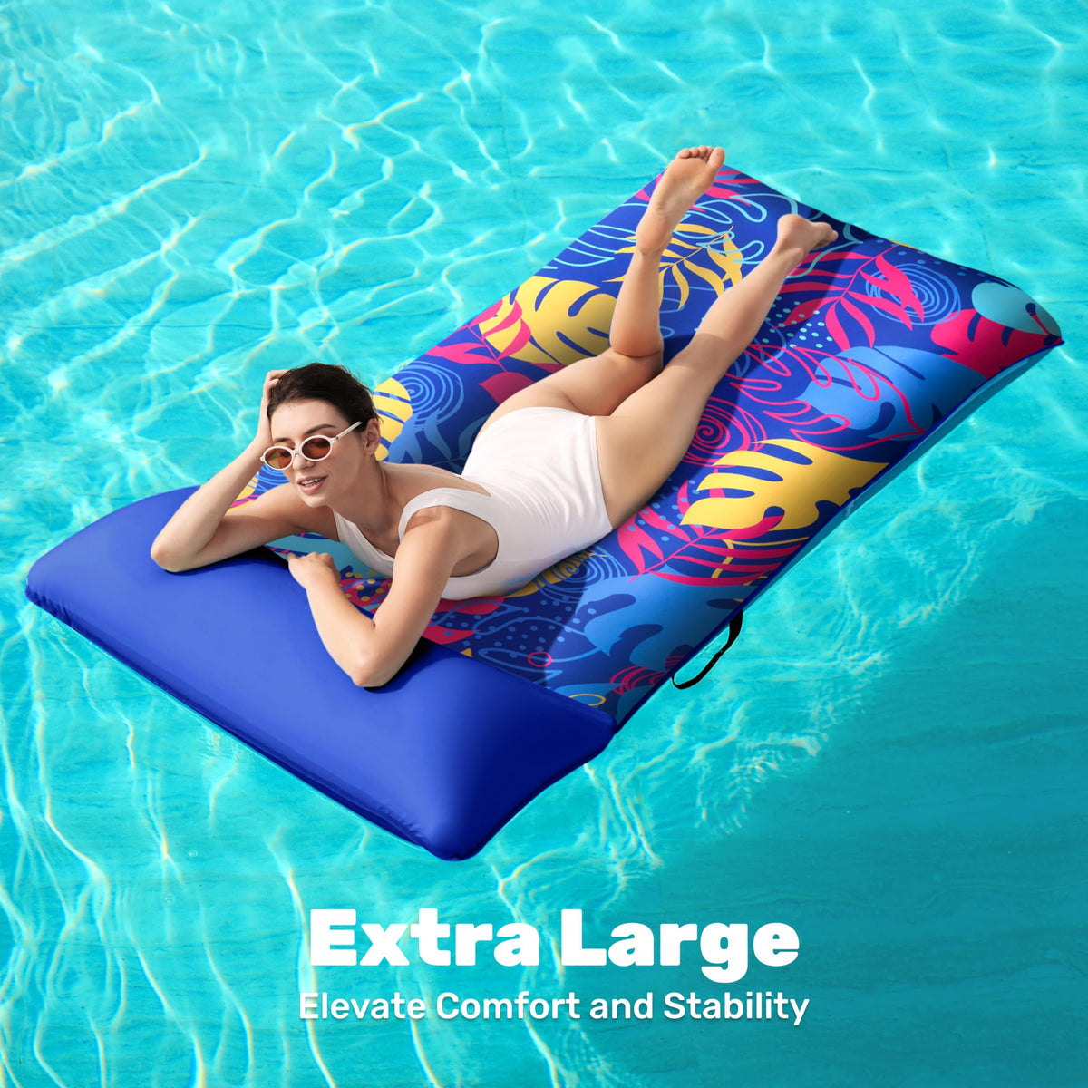 SLOOSH XL Fabric Lounger - 68x34 in Blue Inflatable Pool Float with Headrest