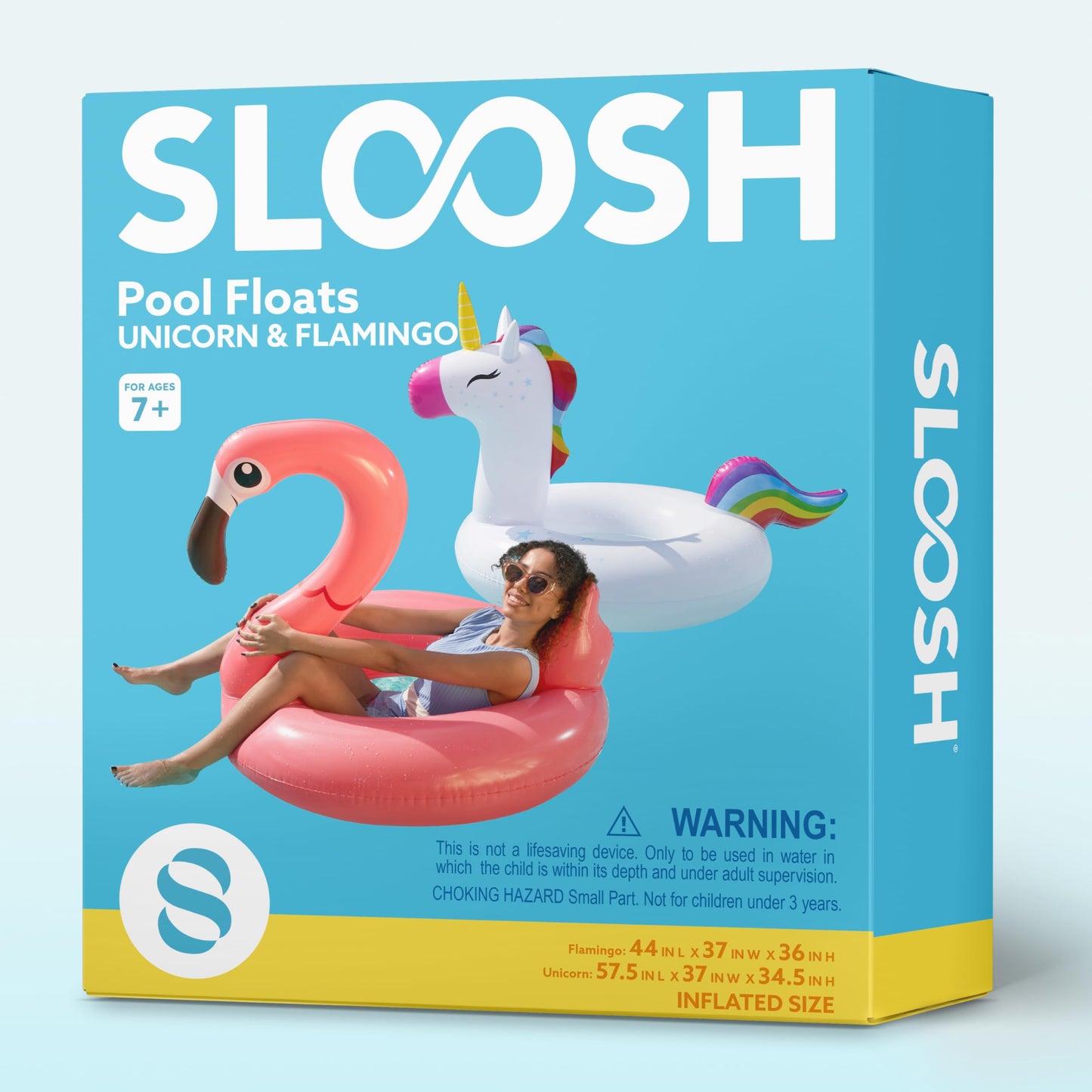 Sloosh 2-Pack Unicorn & Flamingo Pool Floats | Large 42-Inch Inflatable Floats
