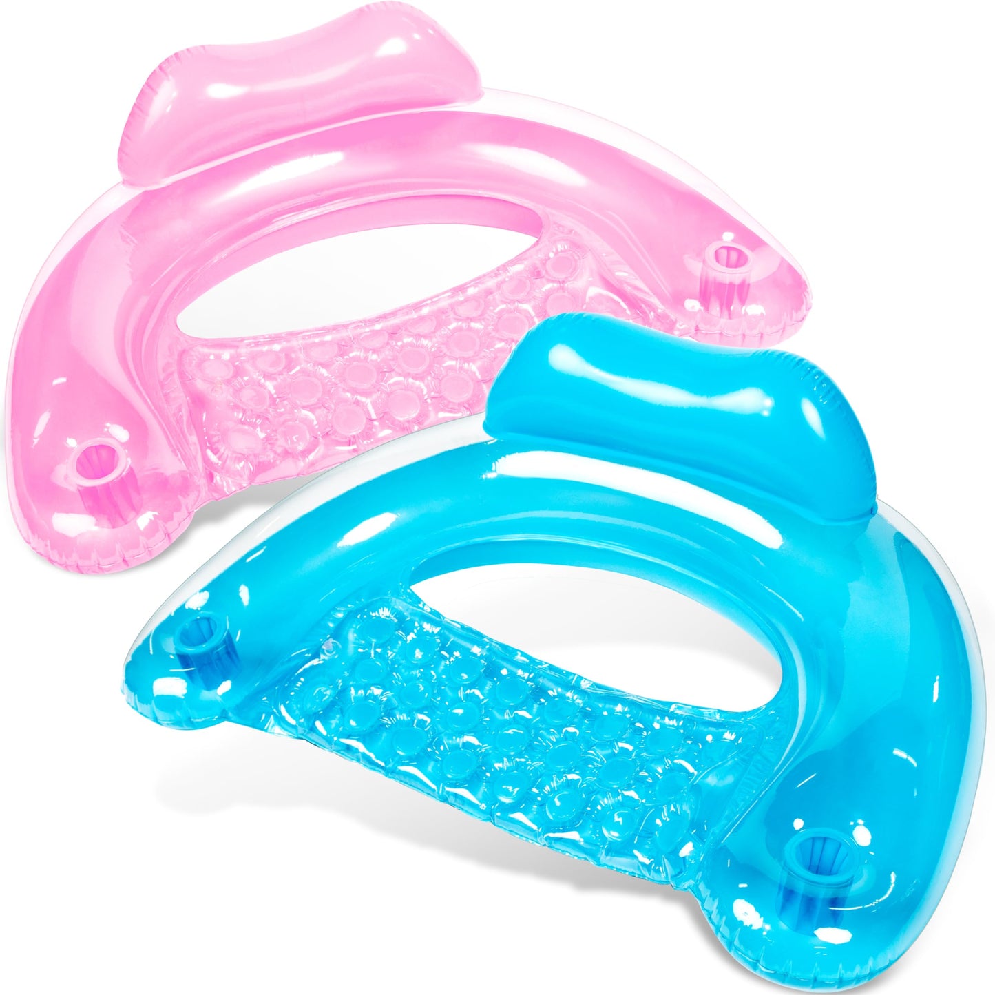 Sloosh Inflatable Pool Floats – 2 Pack Pool Chairs with Cup Holders (Blue & Pink)