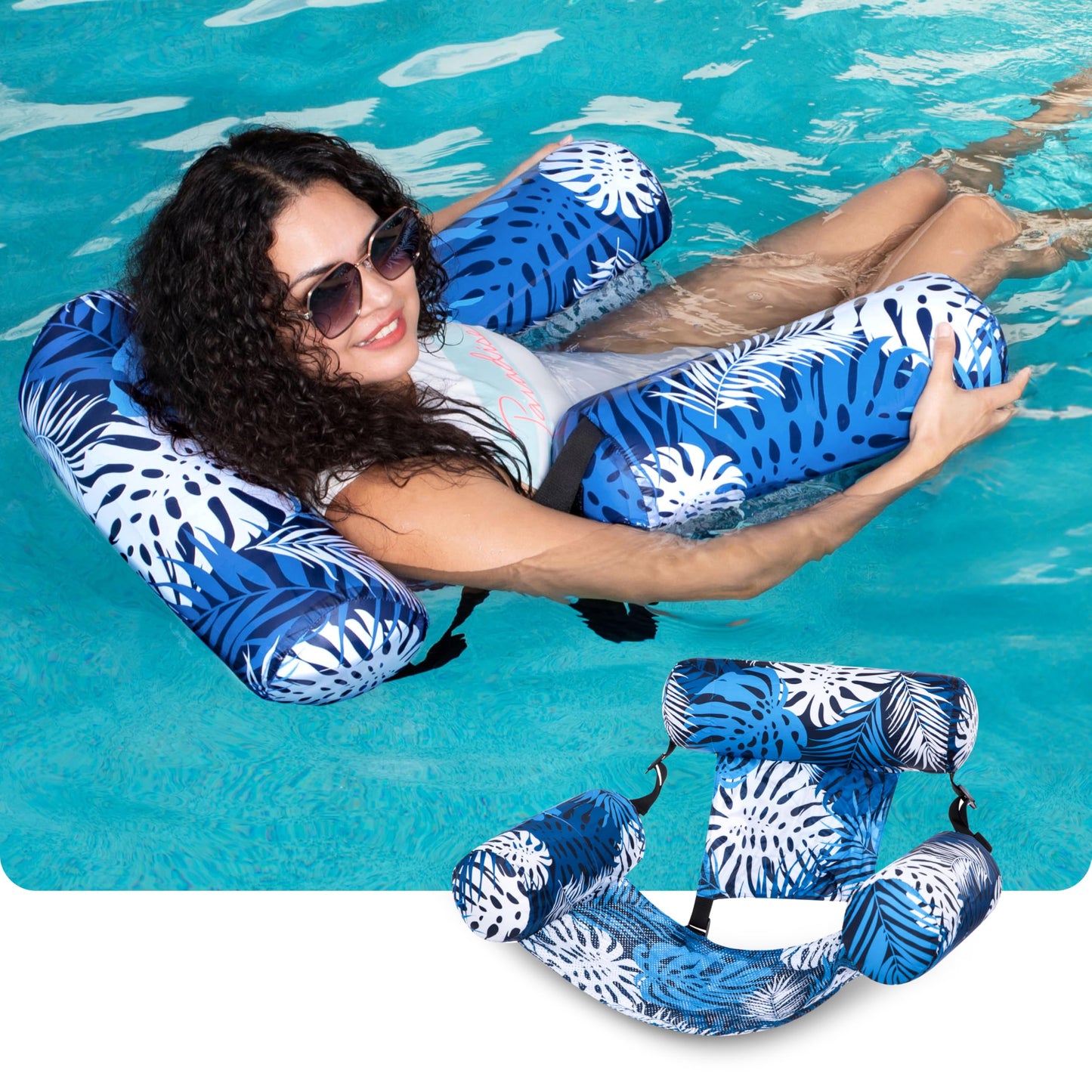 Sloosh Pool Float Chairs for Adults – Blue Leaves Hammock Lounge