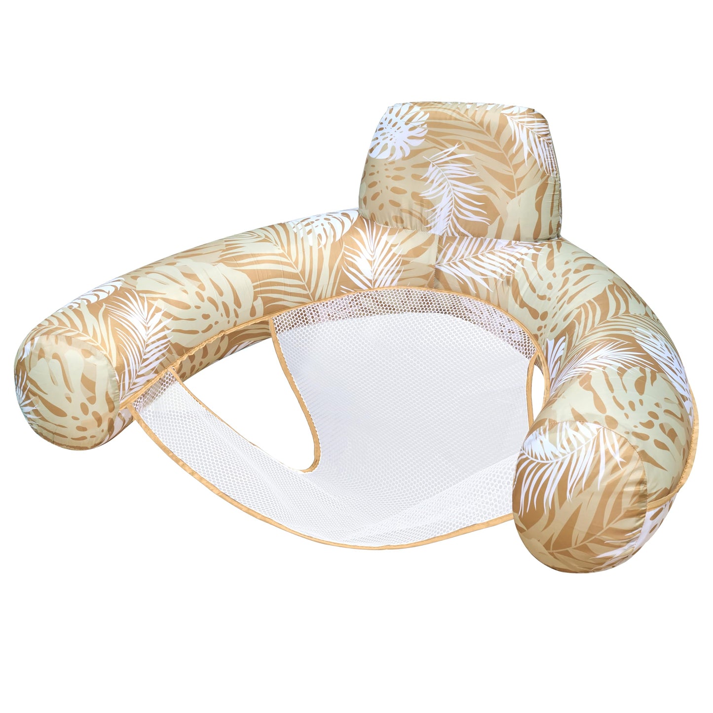 Sloosh Inflatable Pool Noodle Chair – Plant Pattern Floating Hammock (Champagne)