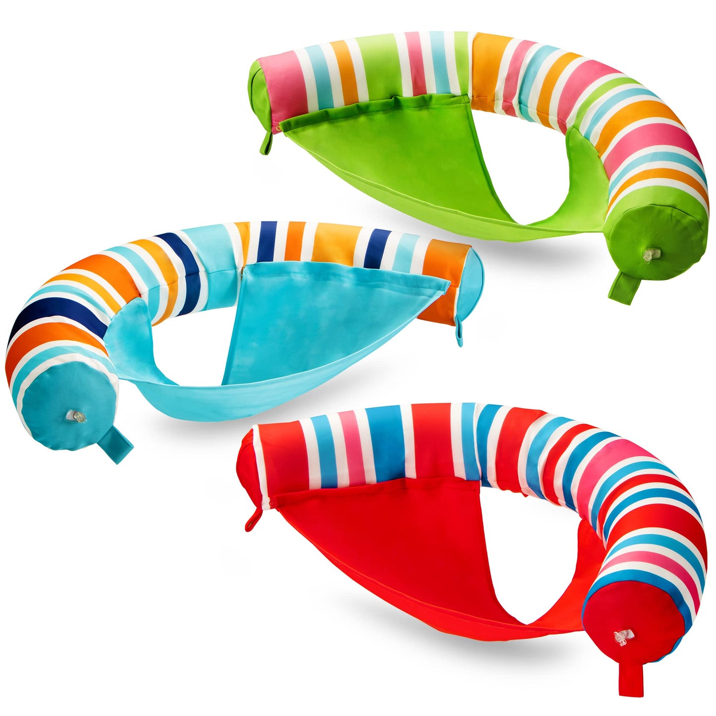 Sloosh Inflatable Pool Noodle Chair 3-Pack Stripe – Pool Floats for Summer Fun