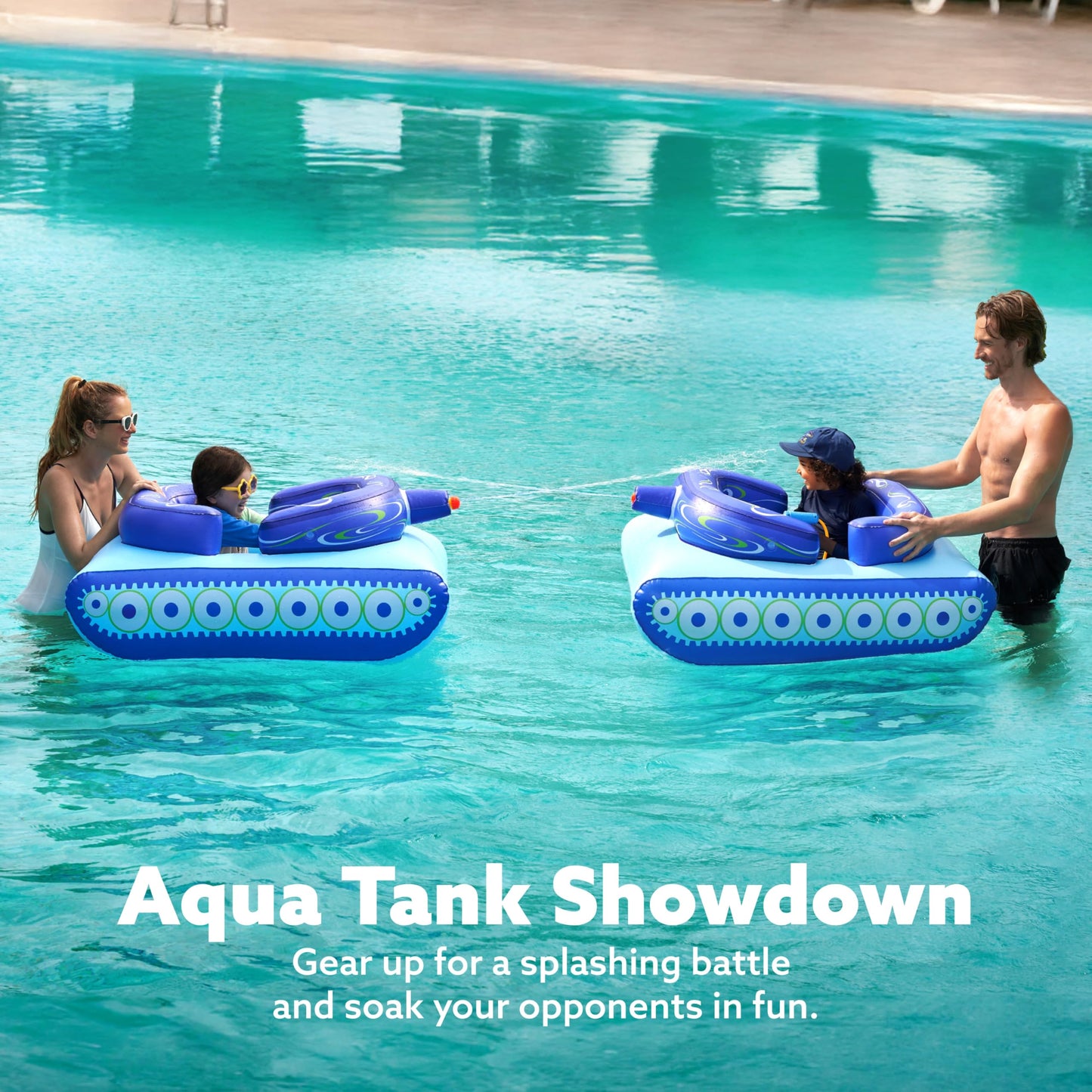Sloosh Inflatable Tank Pool Float for Kids – Water Gun Battle Toy