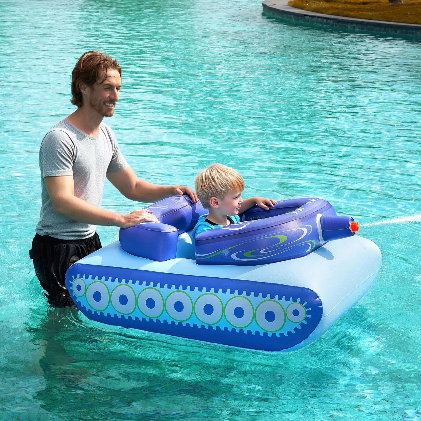 Sloosh Inflatable Tank Pool Float for Kids – Water Gun Battle Toy