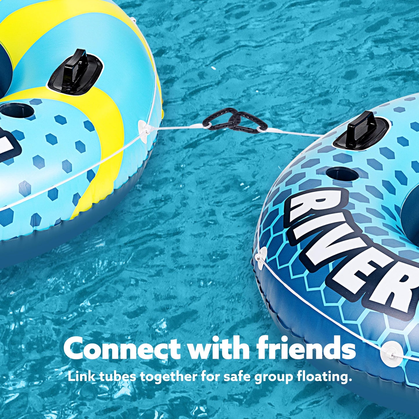 SLOOSH Inflatable River Tubes Float – Heavy Duty 53in Tube with Mesh Seat & Cup Holders