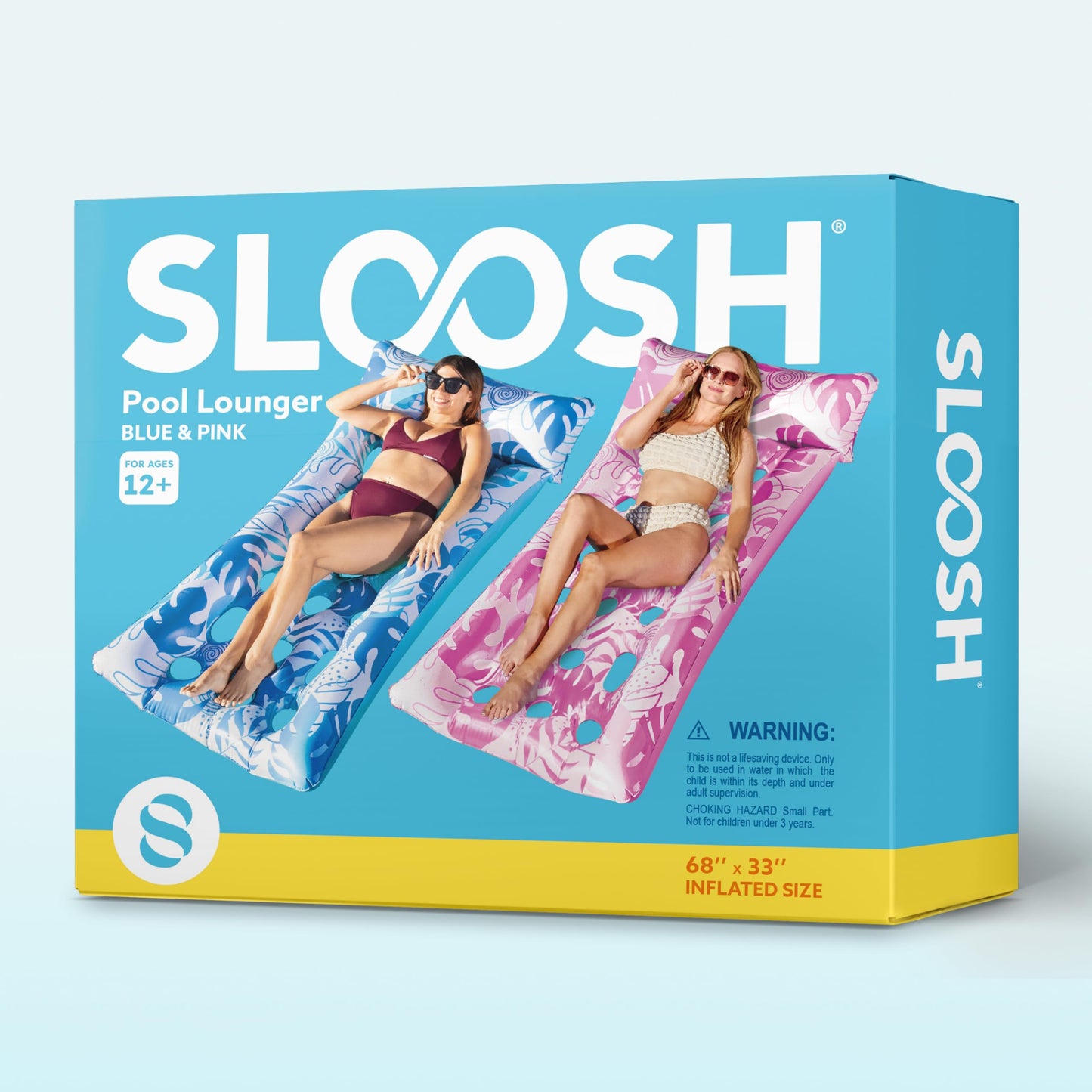 Sloosh 2-Pack XL Inflatable Pool Floats with Headrests – Adults Loungers for Pool, Lake & Beach (Blue/Green)
