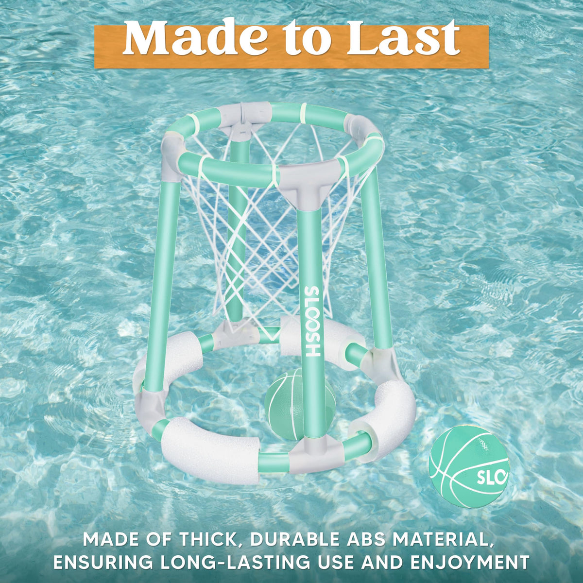 Sloosh Pool Basketball Hoop Toys – Floating Pool Game with Balls & Pump (Green)