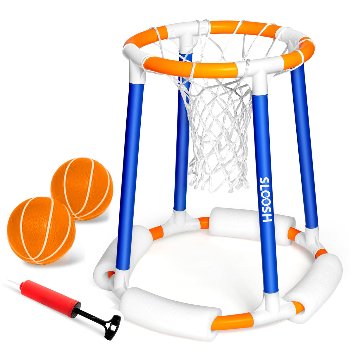 Sloosh Pool Basketball Hoop – Floating Water Toy for Kids & Adults (Blue/Orange)