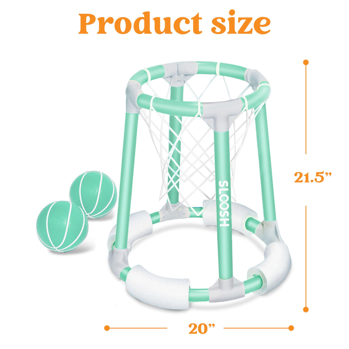 Sloosh Pool Basketball Hoop Toys – Floating Pool Game with Balls & Pump (Green)
