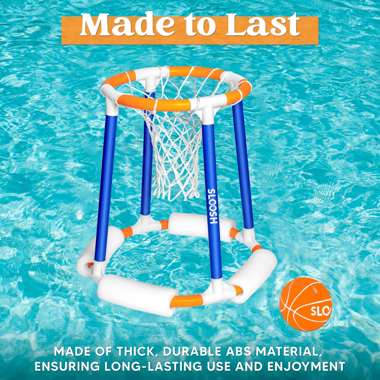 Sloosh Pool Basketball Hoop – Floating Water Toy for Kids & Adults (Blue/Orange)