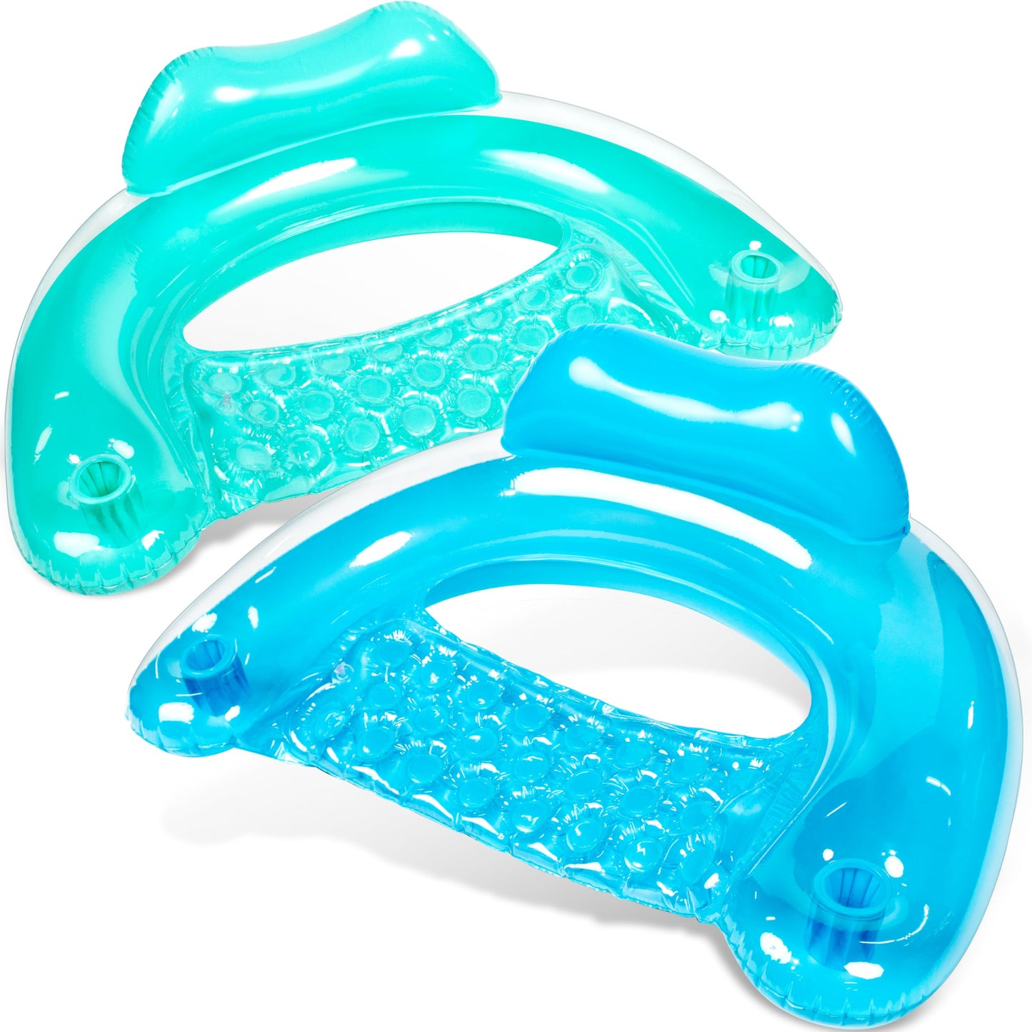 Sloosh Inflatable Pool Floats – 2 Pack Pool Chairs with Cup Holders (Blue & Green)
