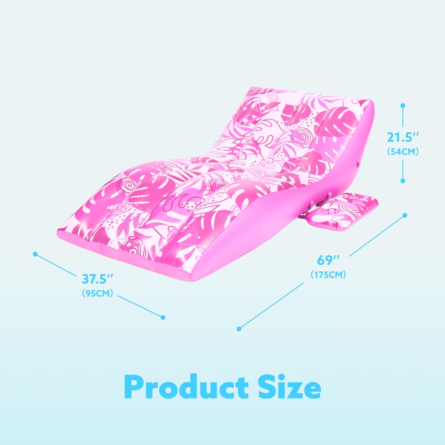 Sloosh Inflatable Pool Lounge Chair Pink – Extra-Large, Heavy-Duty Float with Detachable Cup Holder