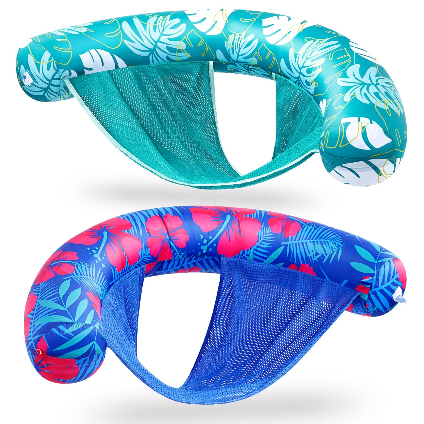 Sloosh Pool Float Chairs 2-Pack with Sling | Soft Fabric Noodle Chair – Flower Leaves
