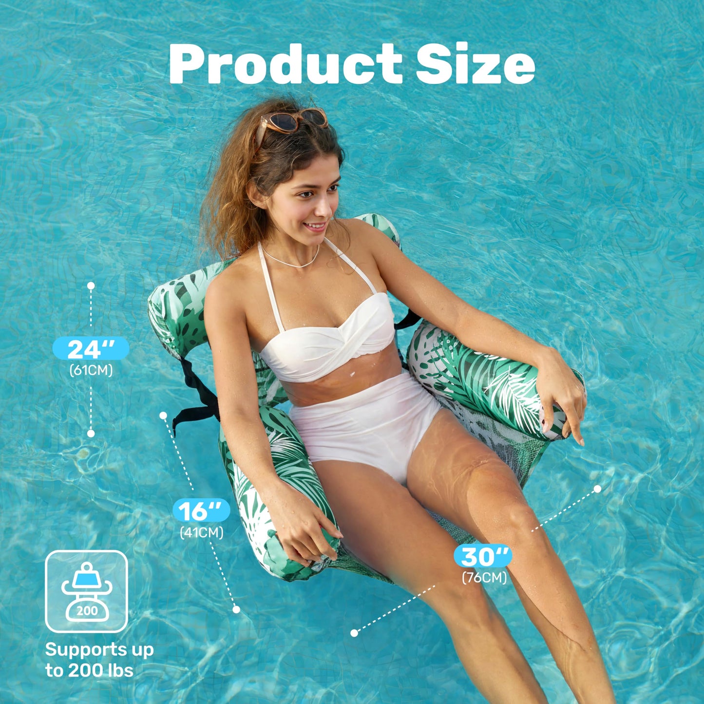 Sloosh Pool Floats Chair – Inflatable Pool Lounge with Green Leaves