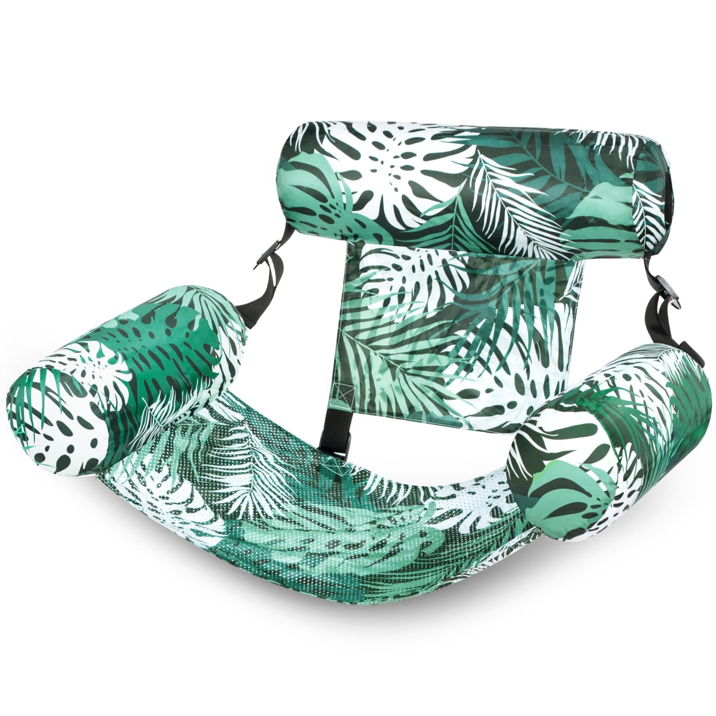 Sloosh Pool Floats Chair – Inflatable Pool Lounge with Green Leaves