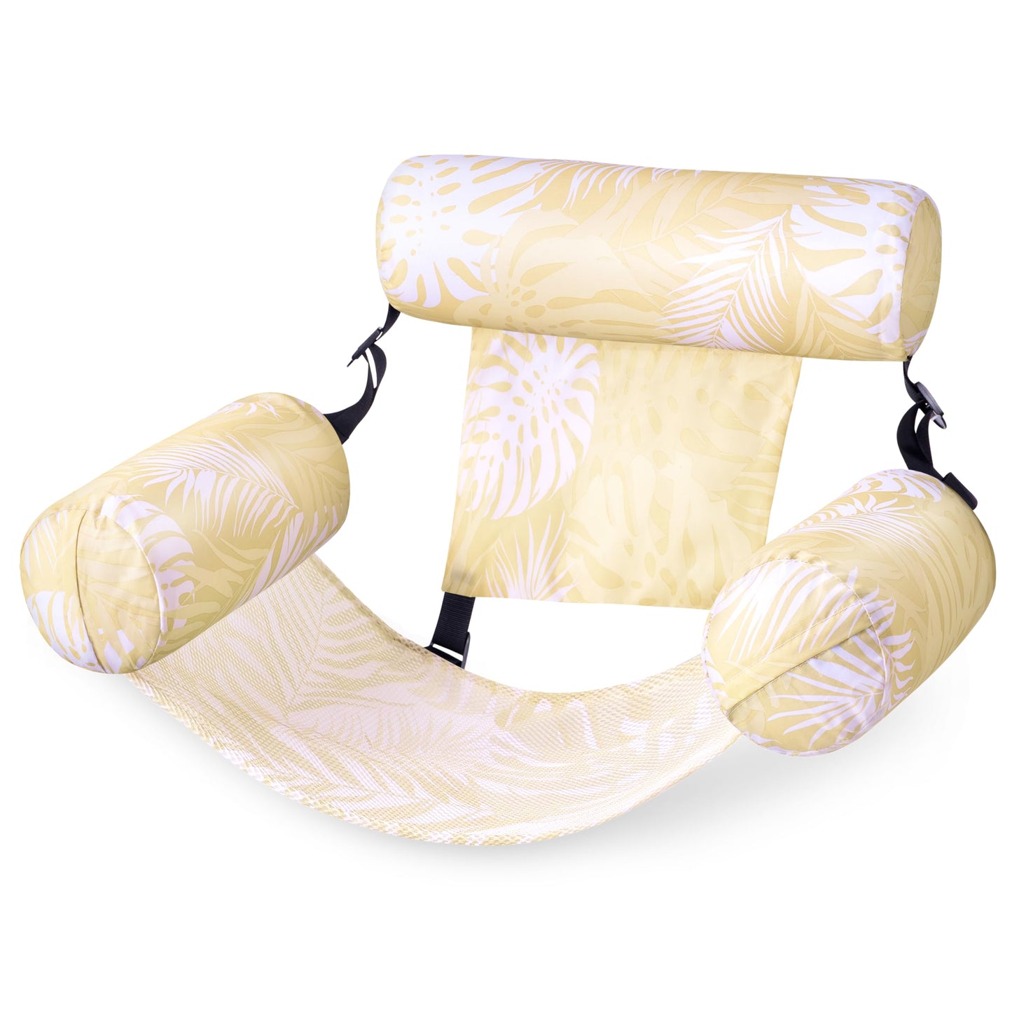 Sloosh Convertible Tropical Hammock Chair – Champagne Leaves Pool Float for Adults