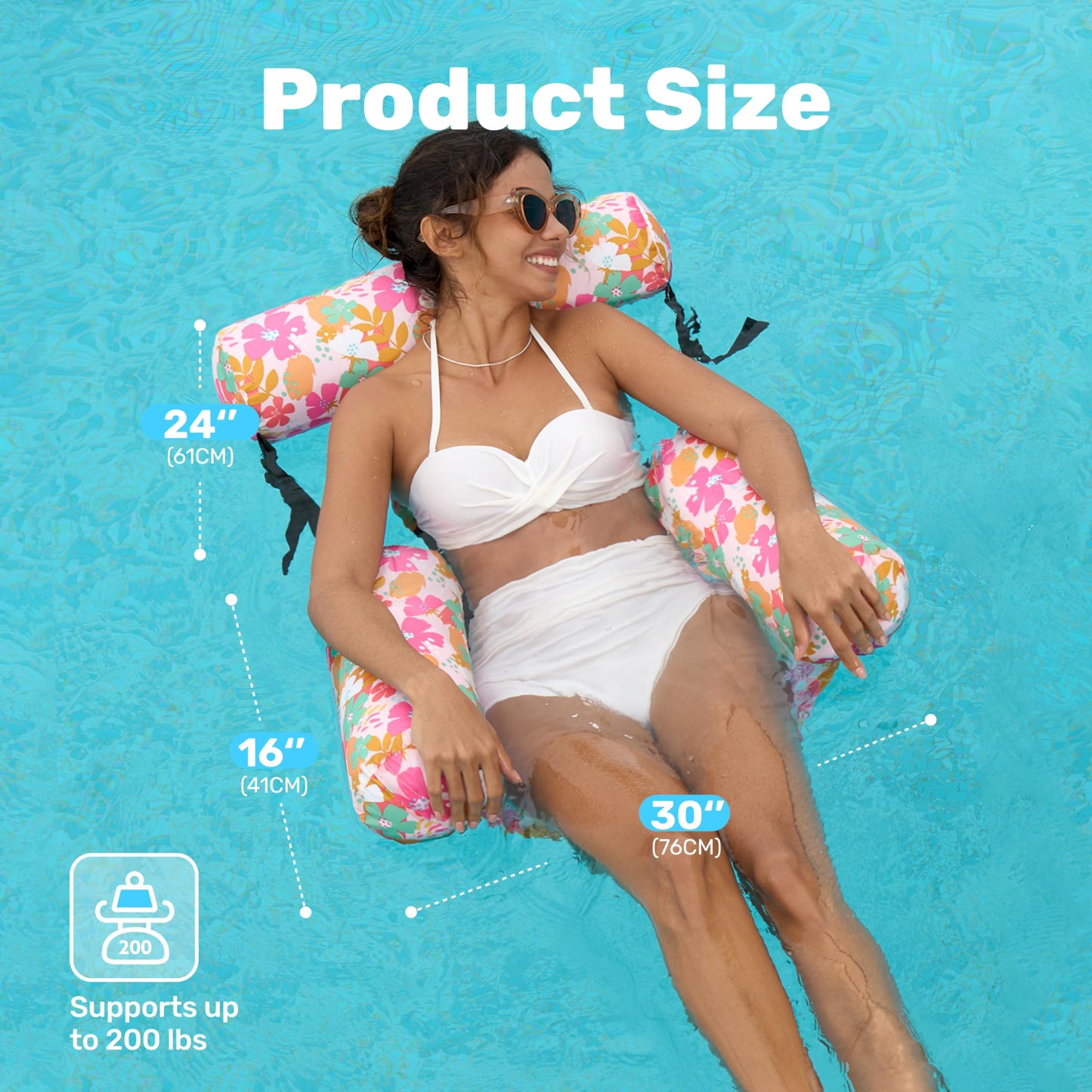 Sloosh 2-Pack Pool Float Hammock Chairs – Flower Pattern Inflatable Lounge