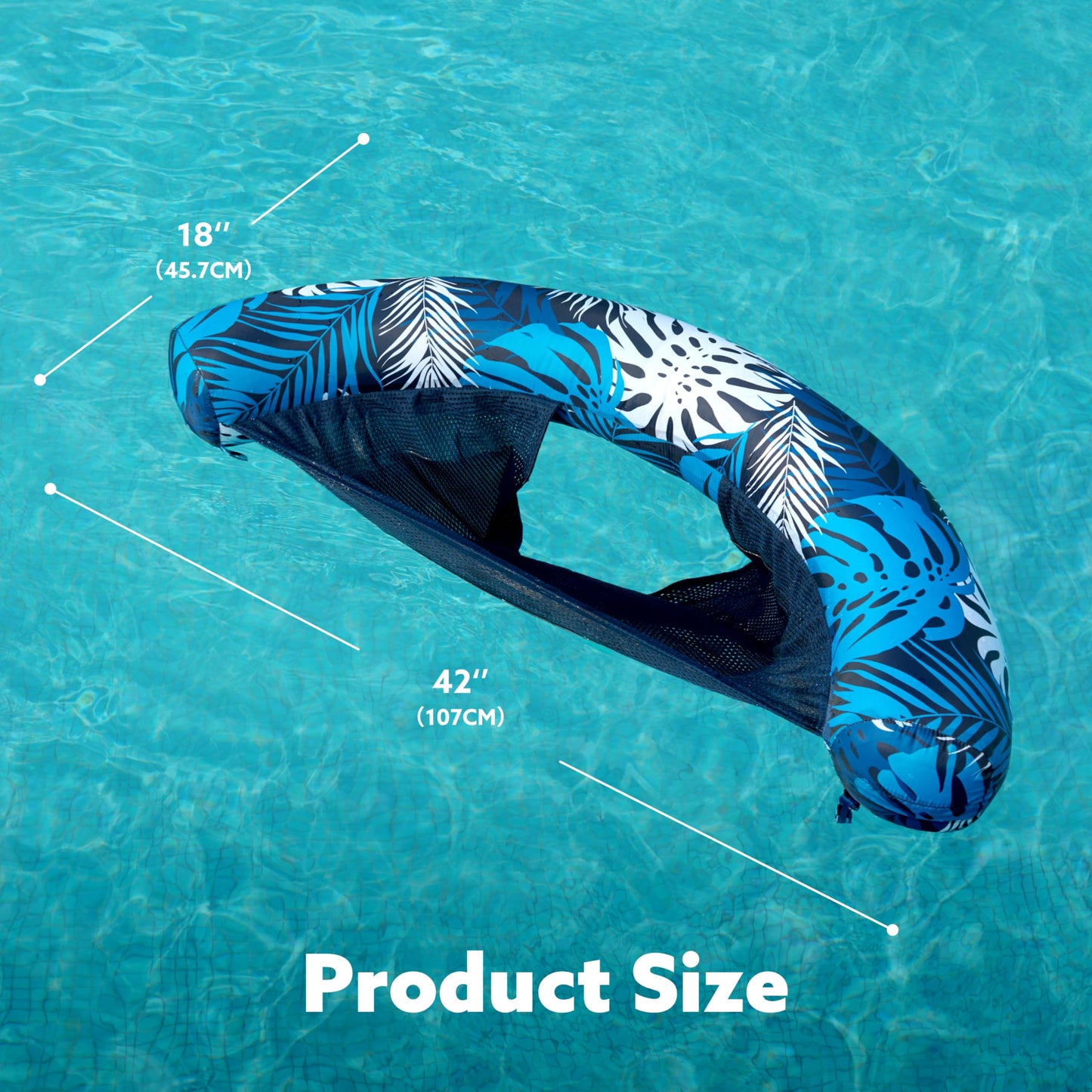 Sloosh Pool Floats Chairs – 2-Pack Inflatable Noodle Chairs with Sling Fabric (Tropical Leaves)