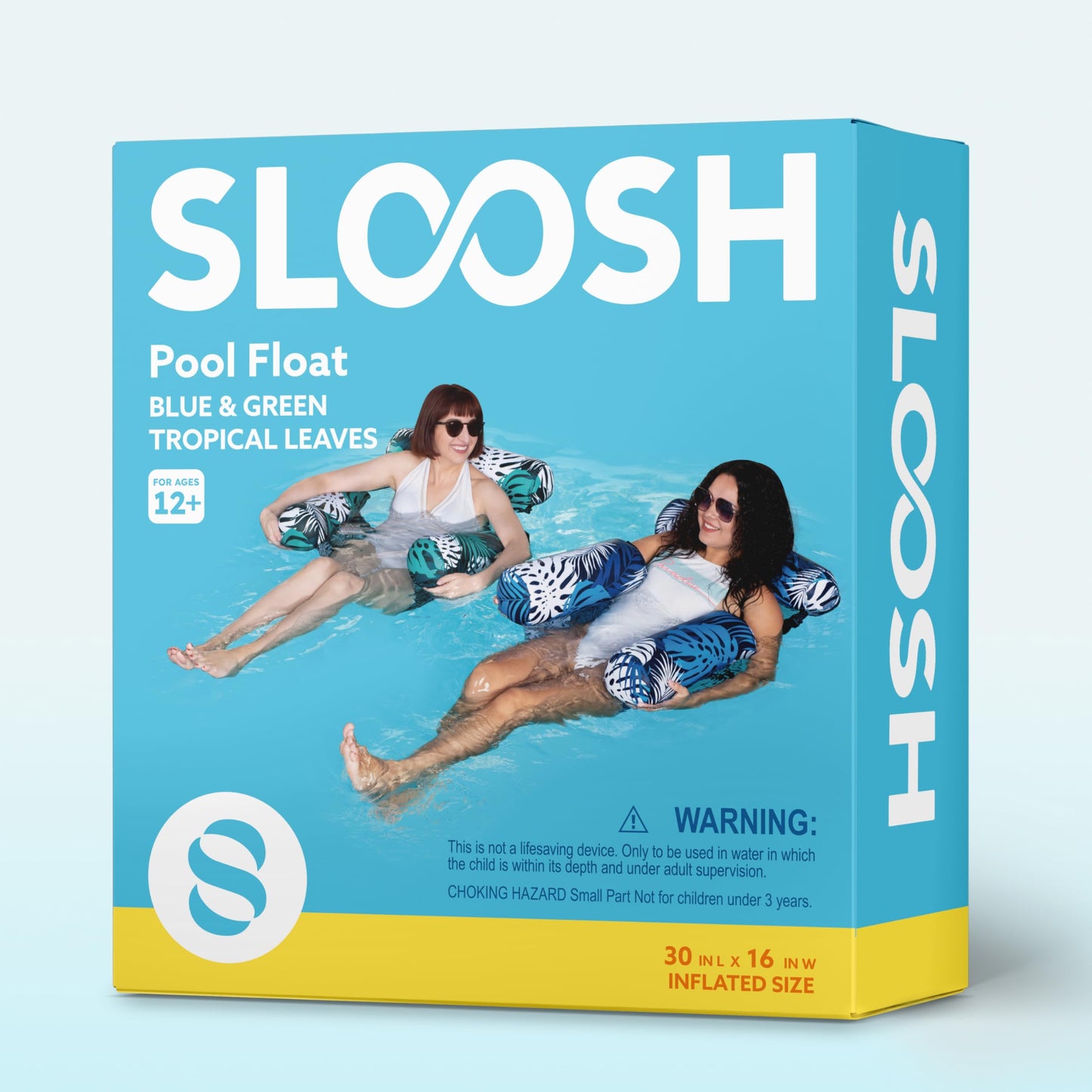 Sloosh Pool Floats 2-Pack – Inflatable Lounge Chairs for Adults (Tropical Leaves)