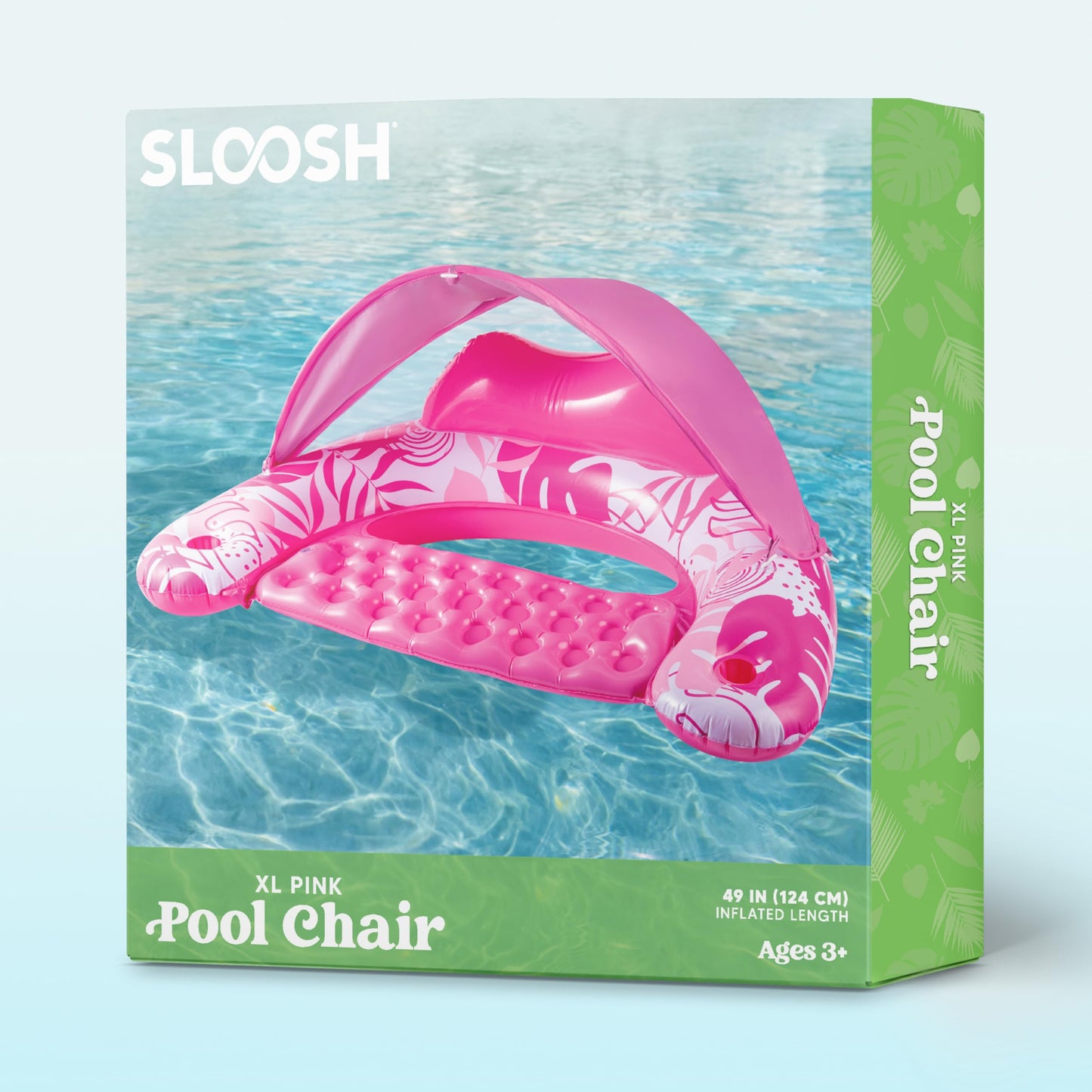 Sloosh Pool Floats with Canopy – XL Inflatable Lounge Chair for Adults, Pink