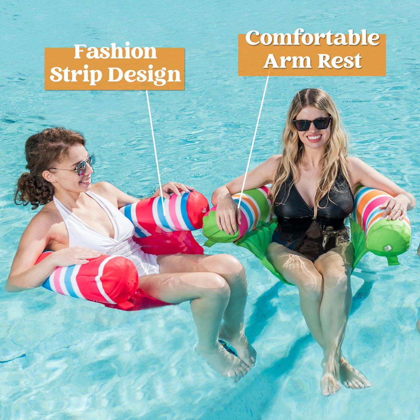 Sloosh Inflatable Pool Noodle Chair 3-Pack Stripe – Pool Floats for Summer Fun