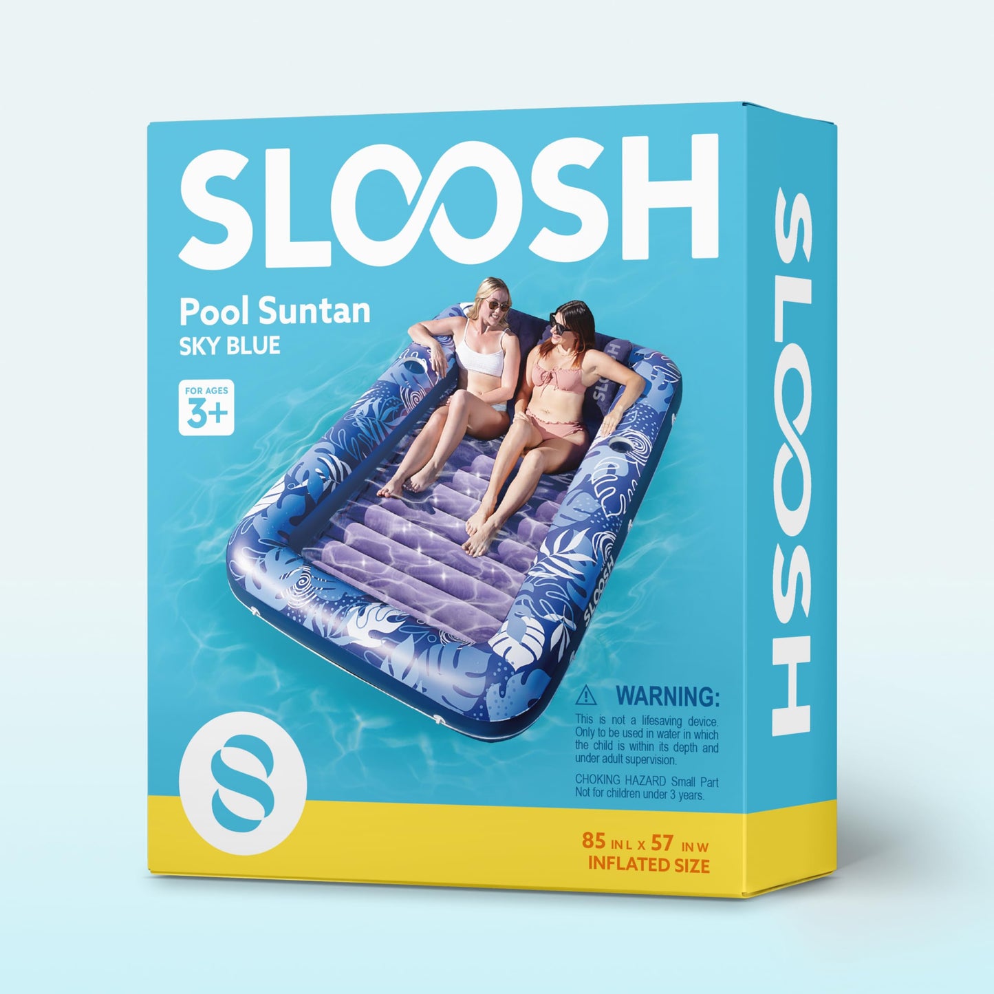 Sloosh Inflatable Tanning Pool Lounger Float — XL 85 x 57, 4-in-1 Sunbed, Dark Blue