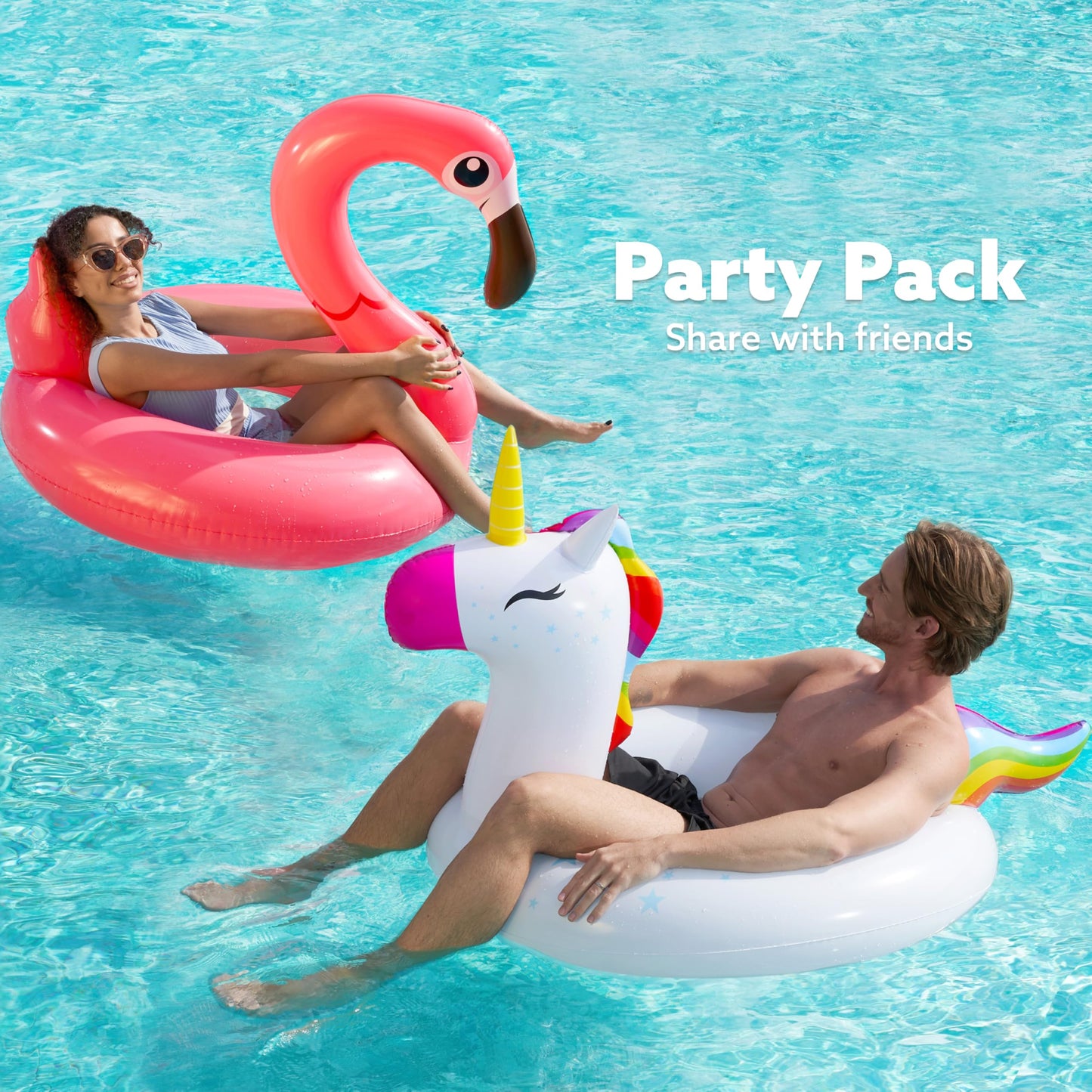 Sloosh 2-Pack Unicorn & Flamingo Pool Floats | Large 42-Inch Inflatable Floats
