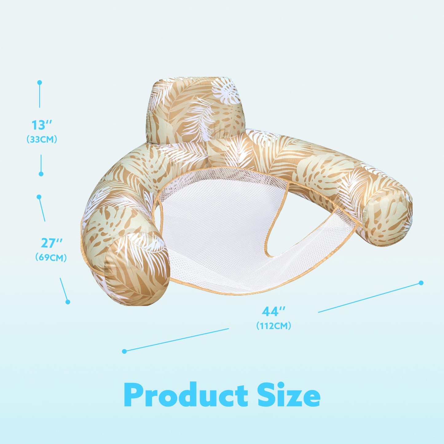 Sloosh Inflatable Pool Noodle Chair – Plant Pattern Floating Hammock (Champagne)